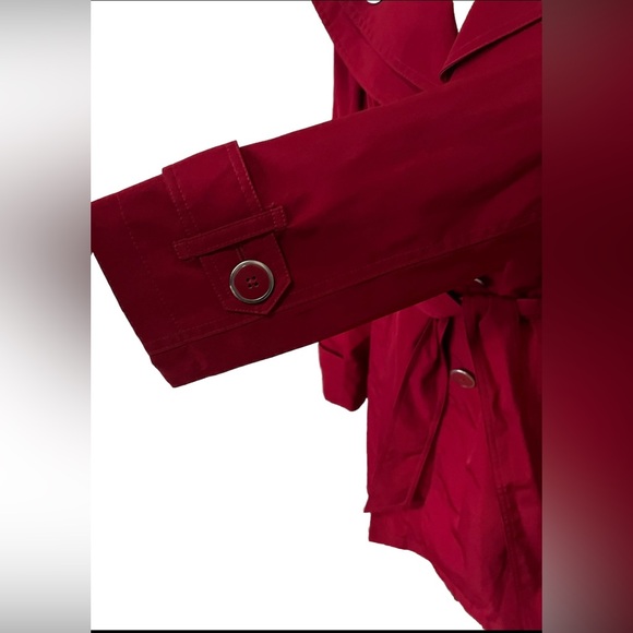 Avanti Belted Double Lapel Red Trench Coat M - Picture 7 of 11
